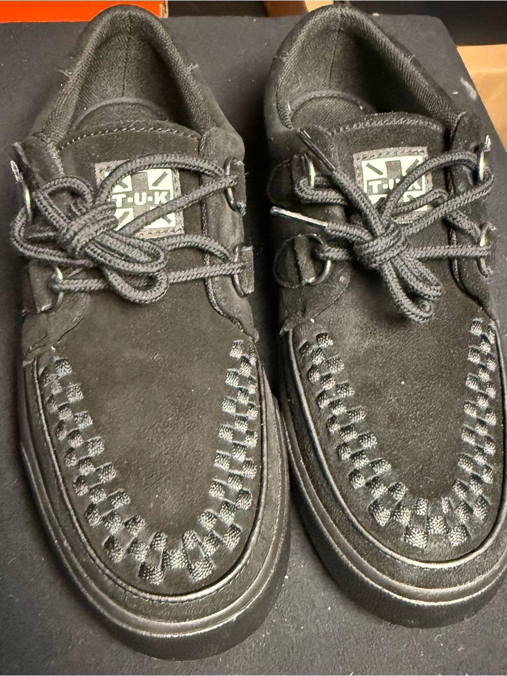 T.U.K Black Suede Creeper Shoes Men’s Size 5, Size 7 in Womens, NIB